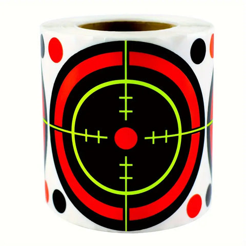 Reflective Adhesive Targets 3" - Black/Orange Bullseye (100 Targets Per Roll)